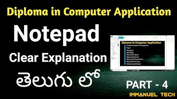 Notepad Class in Telugu | Notepad Tutorials in Telugu | DCA Full Course Part 4 | By Immanuel Tech