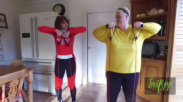 Julie Ford and Lyndsey workout at home in the kitc...