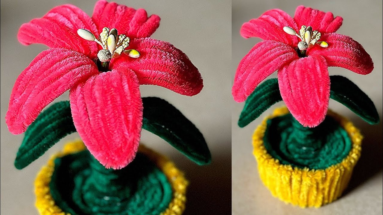 Pipe cleaner flower pot || hkme made flower pot