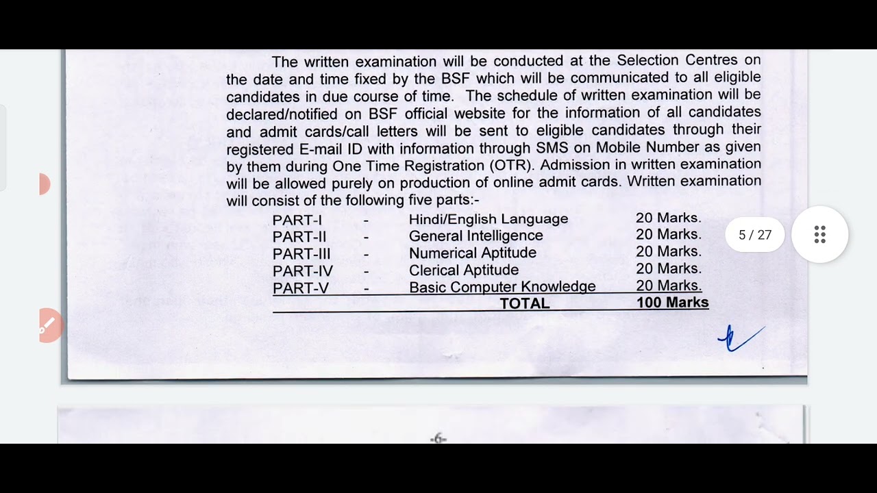 BSF ASI STENO HEAD CONSTABLE MIN ADMIT CARD ISSUED