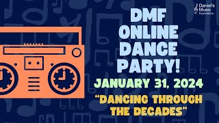 Dancing Through The Decades Online Dance Party on January 31, 2024
We invite you to enjoy a replay of the Dancing Through The Decades Dance Party, hosted on the DMF Online Community on January 31, 2024.
To register for upcoming DMF Online Live Events, click the link below:
https://www.danielsmusic.org/virtualcommunity/live-events
To view previous DMF Online Live Events: https://www.youtube.com/playlist?list=PLlXPtaw2ijNAPW0Wo9igWpdyH5o0YJbd_
Follow Us/Like Us/Subscribe:
Facebook: https://www.facebook.com/danielsmusicfoundation/
Instagram: https://www.instagram.com/dmfmusic/
Twitter: https://twitter.com/DanielsMusicFdn
YouTube: https://www.youtube.com/channel/UCp30ob_W2ec2ok8mfitep8A
Want to Get More Involved in DMF? https://www.danielsmusic.org/forms/volunteer-interest
About the DMF Online Community:
The DMF Online Community was launched on May 15, 2020. A place where individuals of all abilities can connect, engage, and celebrate the joy of music together. It is broken out into three areas: A) DMF On-Demand is a resource for fun, interactive, recreational music, movement activities, and more. B) Virtual Live Events are a way to keep everyone connected through music, regardless of where they are or what’s happening in the world. C) Virtual lessons and small group classes provide an opportunity for more individuals to experience the joy of music, in the comfort of their own homes at an affordable price. https://www.danielsmusic.org/virtualcommunity
About Daniel’s Music Foundation:
DMF was founded in 2006 to empower individuals with developmental and physical disabilities by combining music programs with community and socialization. We believe in inclusion, diversity, and the indelible ability of all individuals to creatively express their best selves. https://www.danielsmusic.org/
#virtual #danceparty Dancing Through The Decades Online Dance Party on January 31, 2024