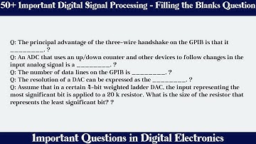 MCQ Questions Digital Signal Processing - Filling the Blanks with Answers