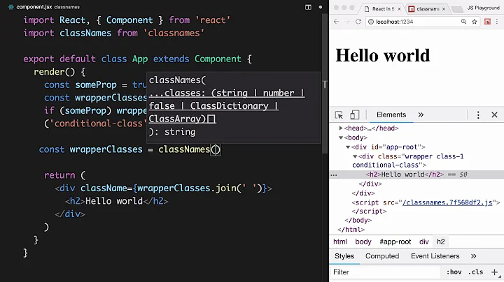 React in 5: the classnames package