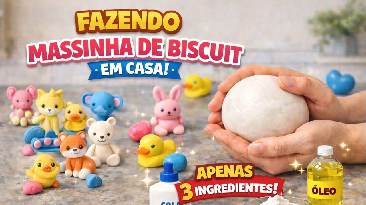Aprenda a fazer massinha de biscuit em casa com apenas 3 ingredientes de forma rápida e fácil.🎨