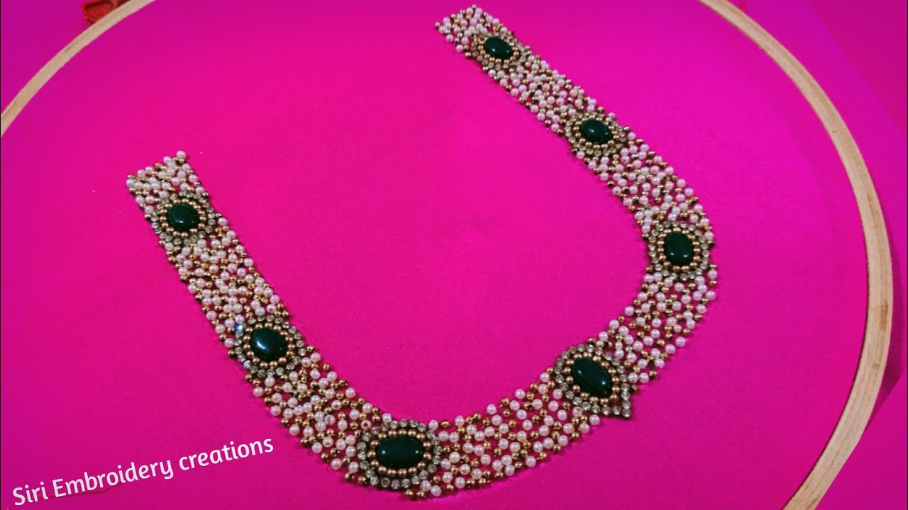 Latest aari work design with normal needle.#handembroidery design for stitched blouses & churidar.