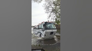 Amphibious Bus Driving out of the Water