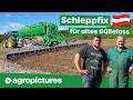 Gülle fahren in Österreich: Schleppfix Gülleverteiler für altes Güllefass im Lohnunternehmen Schorn