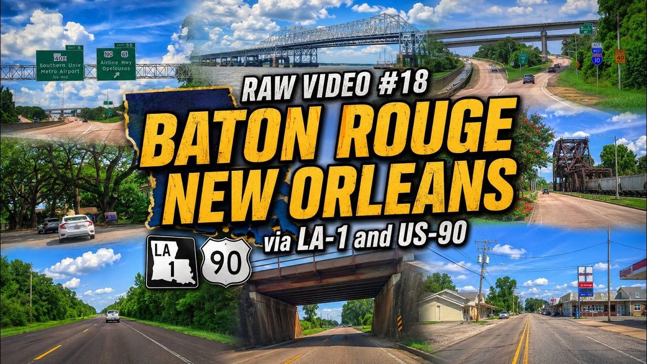 ⁴ᴷ RAW Video #18 - Baton Rouge to New Orleans via LA-1 and US-90 - YouTube