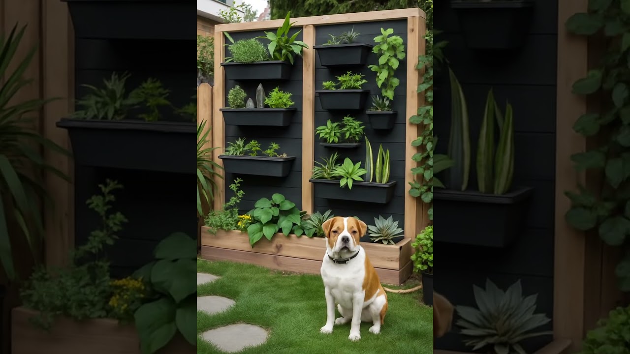 Green wall, happy pup 🌿🐶