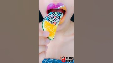 ASMR Rainbow Nerds Rope Jelly Candy, Orange Slices🍊ASMR Mukbang Eating Sounds - So Crunchy #shorts