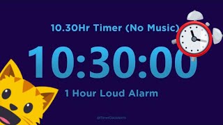 10 Hour 30 minute Timer Countdown (No Music) + 1 Hour Loud Alarm