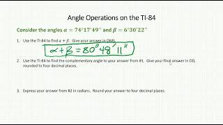 Math 373 6.1 part 2A video 2 angle operations on the TI-84