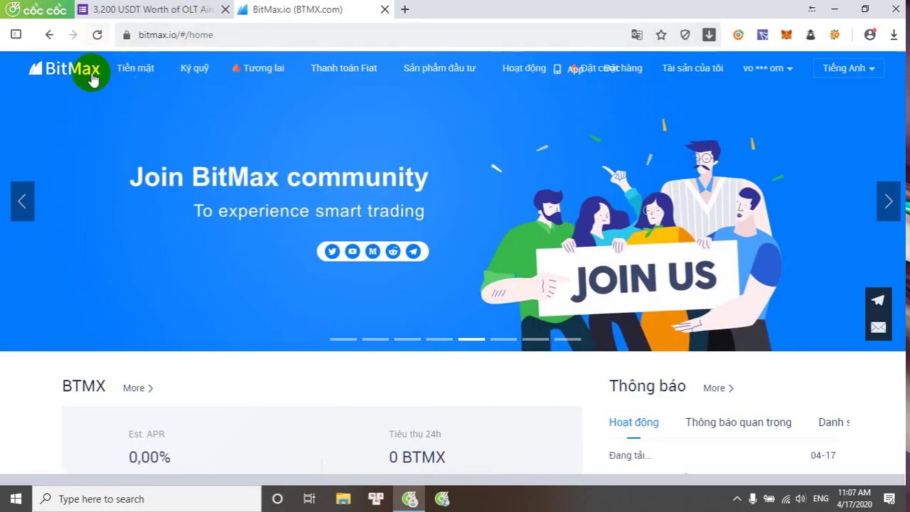 OLT Airdrop Chia sẻ 3200 USDT Người Dùng Sàn Bitmax.io