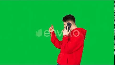 Casual Hip-hop Man Walking and Talking on the Phone and Dancing on a Green Screen, Chroma Key | ...