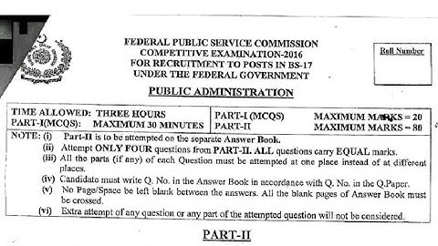 CSS PAST PAPERS - 2016 - PUBLIC ADMINISTRATION - OPTIONALLY SUBJECT  (GROUP 3)