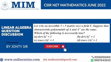 CSIR NET Mathematics June 22 Linear Modern Algebra Question Discussion by Jonty Sir