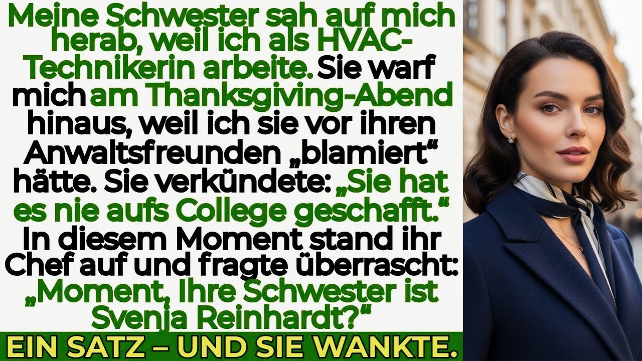 „Když tě vlastní sestra o Díkuvzdání vyhodí z domu, protože se stydí, že jsi jen ‚opravářka klimatizací‘, obvykle se začneš smát. Já ne. Jmenuji se Svenja, už sedm let jí tajně platím právnickou...