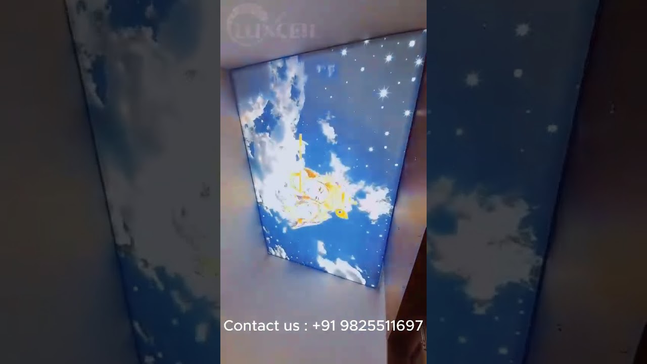 Radha And Krishna printed Stretch Ceiling For Home Temple | stretch ceiling for home temple