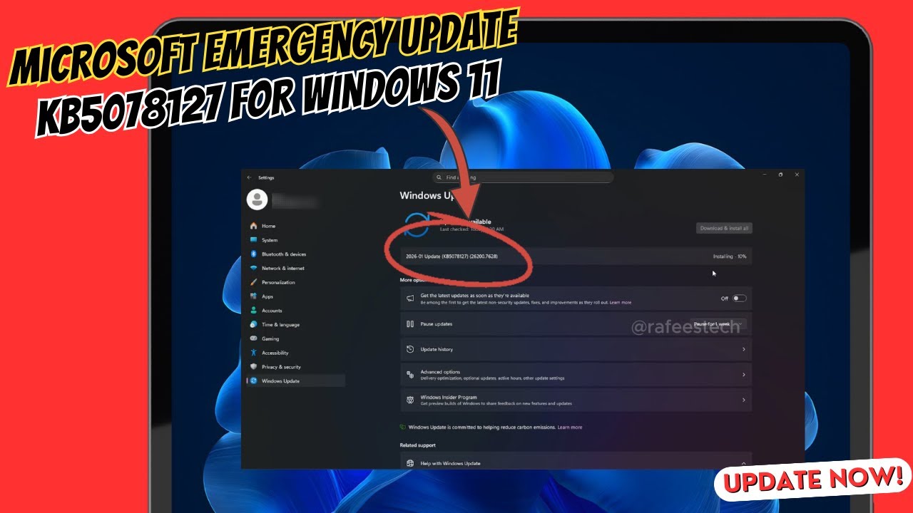 Update Now! Microsoft emergency update KB5078127 for Windows 11 - YouTube