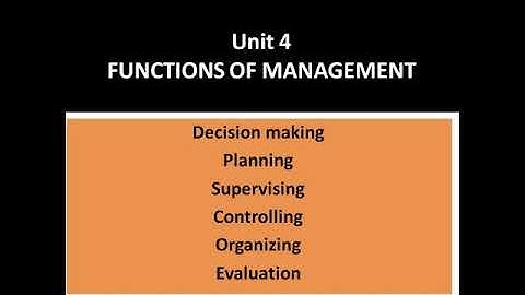 Functions of management in terms of decision making