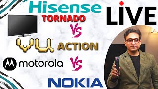 HISENSE TORNADO TV vs VU CINEMA ACTION TV vs MOTOROLA ZX Pro vs NOKIA TV ⚡ LIVE
