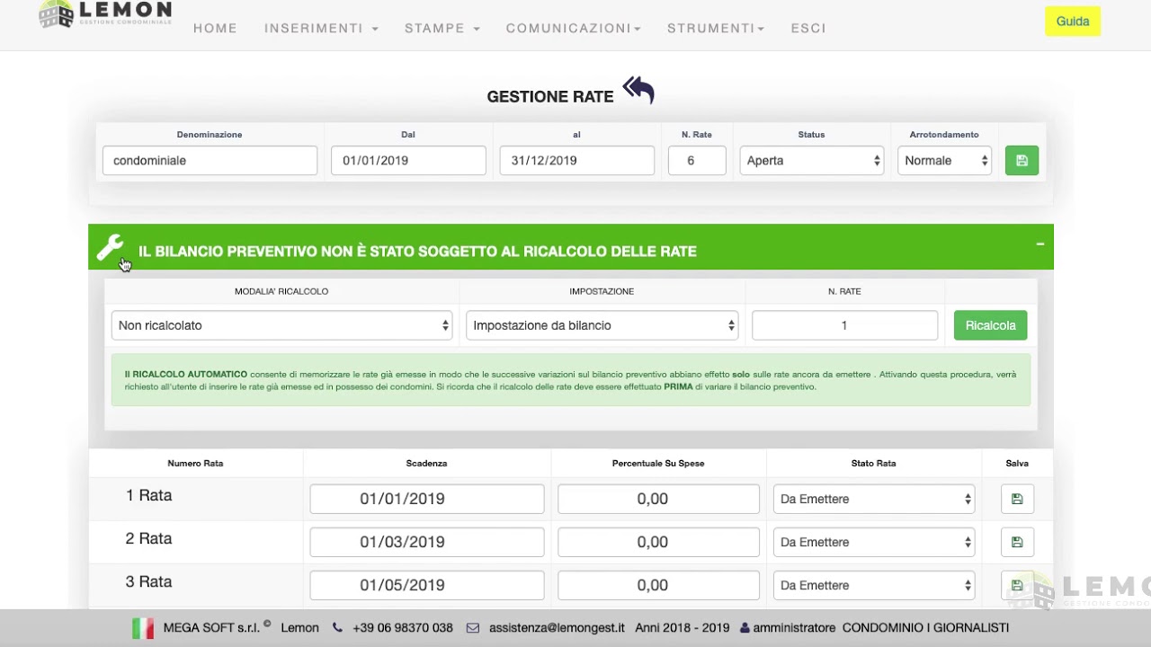 CREAZIONE DI UNA GESTIONE - Lemon Gestione condominio
