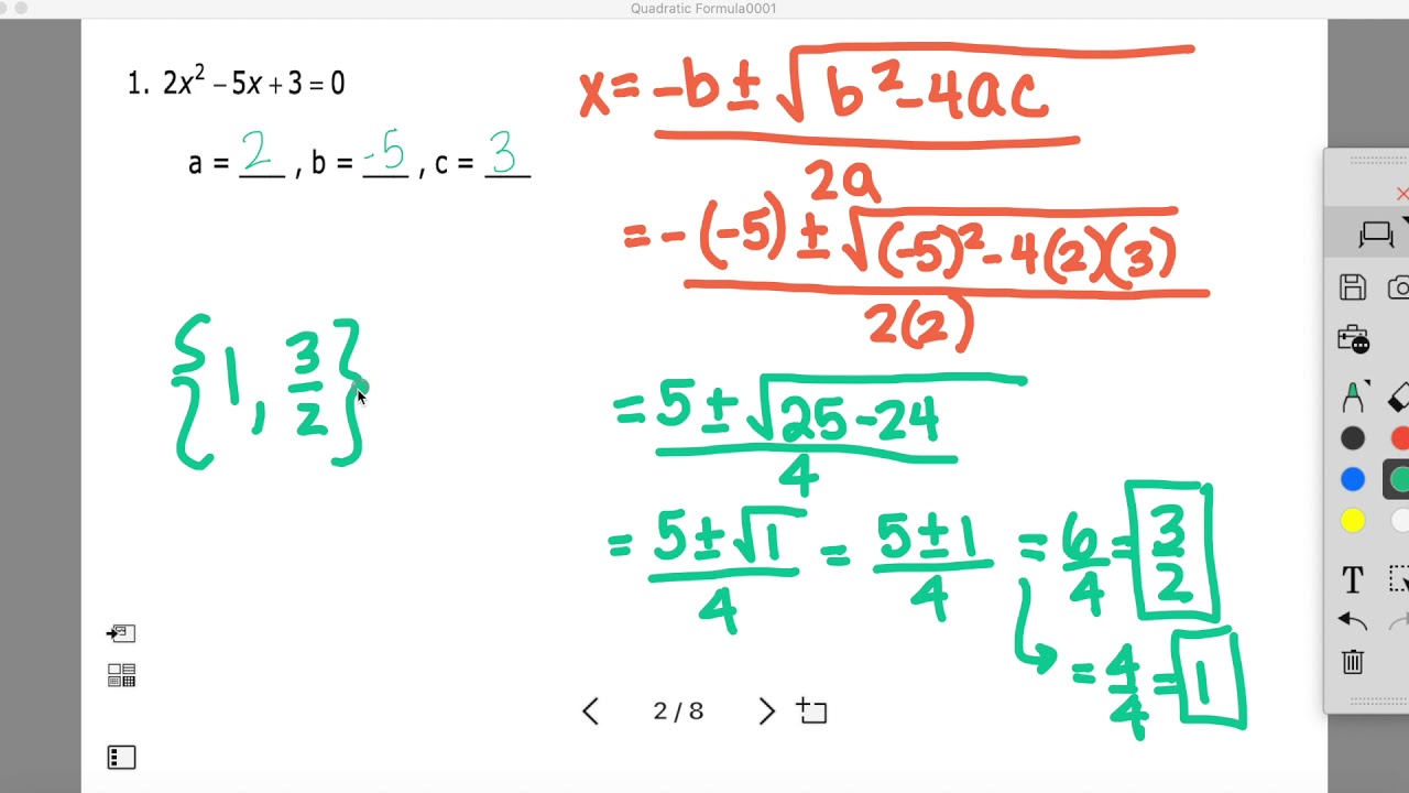 eLearning Quadratic Formula