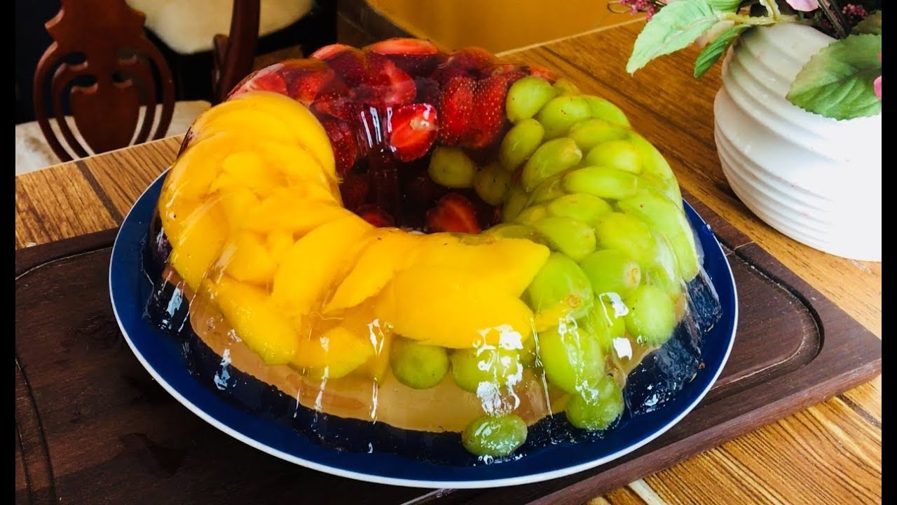 Gelatina transparente con fruta (durazno, uvas y fresas) YouTube