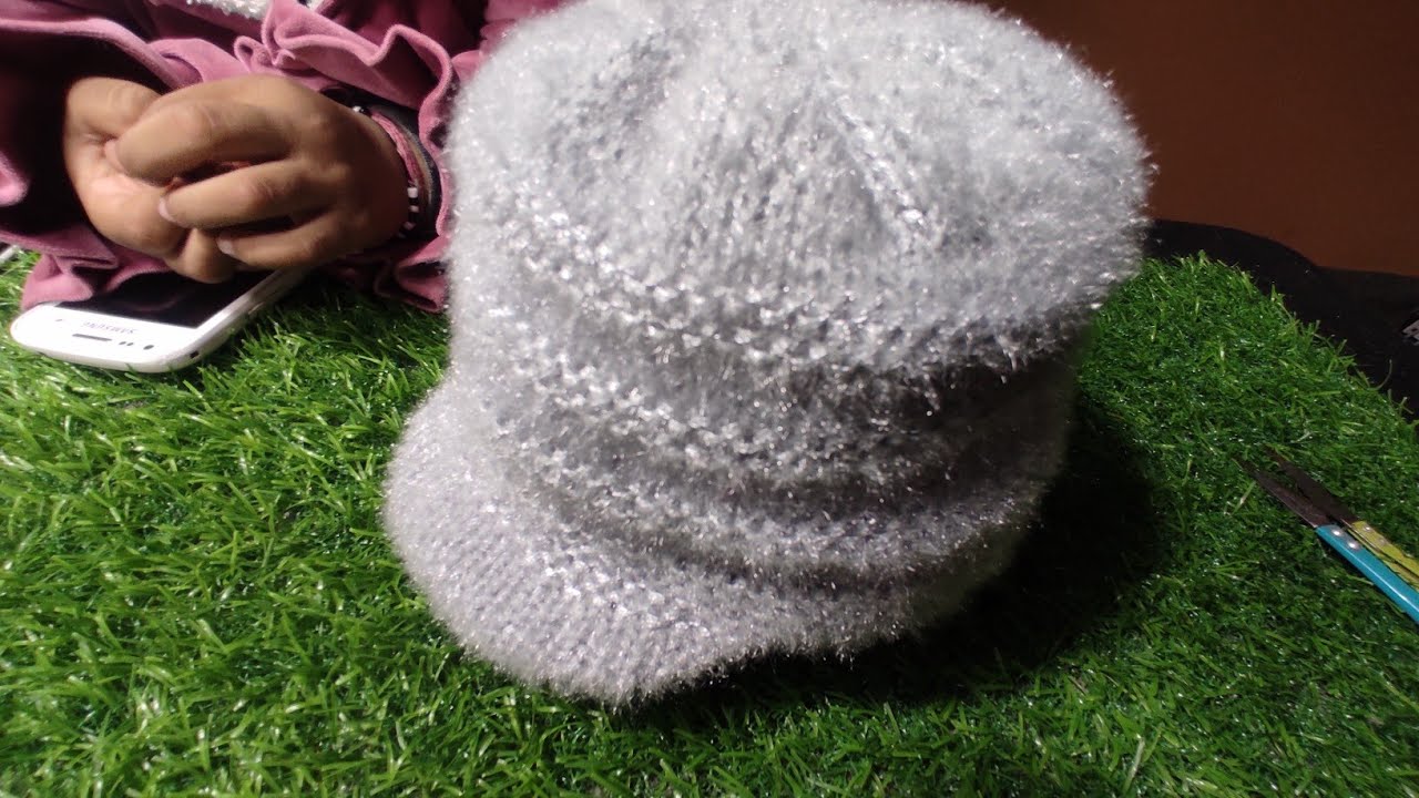 Only start to 11 stitches Baby cap with flep, topi, hat,  11sts से बनाये आसान सी टोपी 1 year