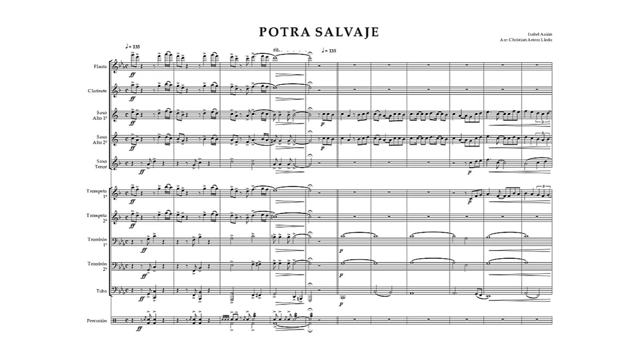 Potra Salvaje (Isabel Aaiún) - Partitura para Charanga y Banda de Música