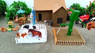 DIY how to make cow shed | shower of animals | horse house cow shed | mini hand pump |woodwork P-13