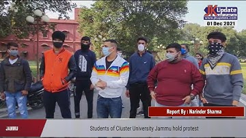 Students of Cluster University Jammu hold protest