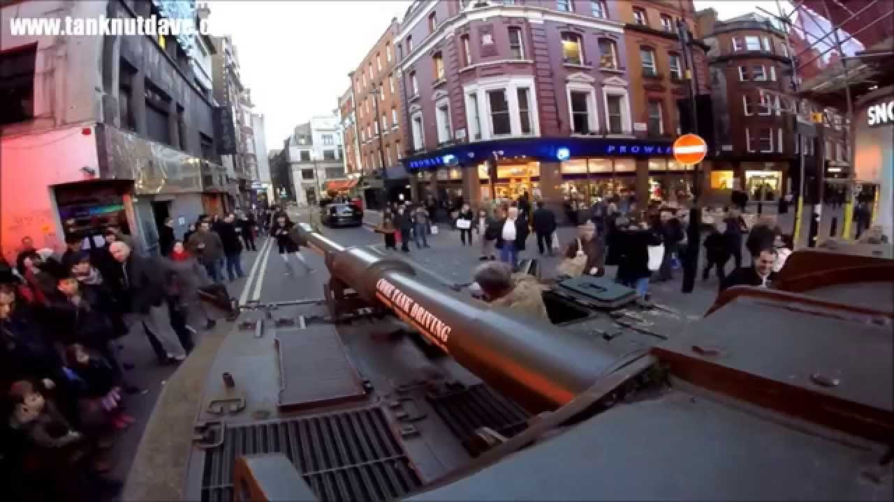 Driving A Tank Through Narrow Streets in Soho London \u0026 on to Oxford Street