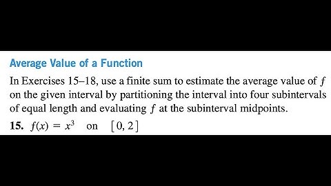 use a finite sum to estimate the average value of ƒ on the given interval  15. ƒ(x) = x^3 on [0, 2]