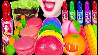 Asmr Edible Lipstick, Rainbow Tteok, Sweet Bean Cake 먹는 립스틱, 무지개 떡, 화과자 먹방 Mukbang, Eating