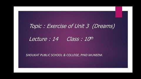 Exercise Of Unit 3 Dreams