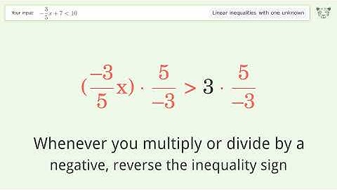 Solving Linear Inequalities: -3/5x+7 is Smaller Than 10