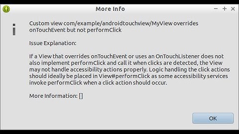 overrides onTouchEvent but not performClick/should call performClick when a click is detected