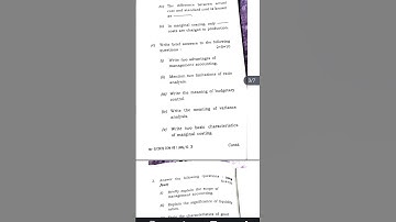 B.com 5th semester Honours elective (Management Accounting) previous year question paper