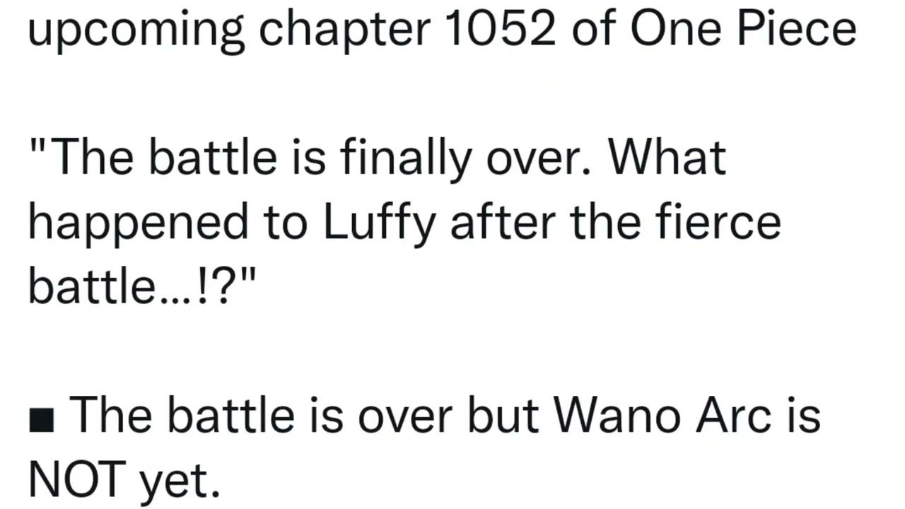 One Piece Chapter 1052 Spoilers. Editor's message and Preview. ( Twitter ) 