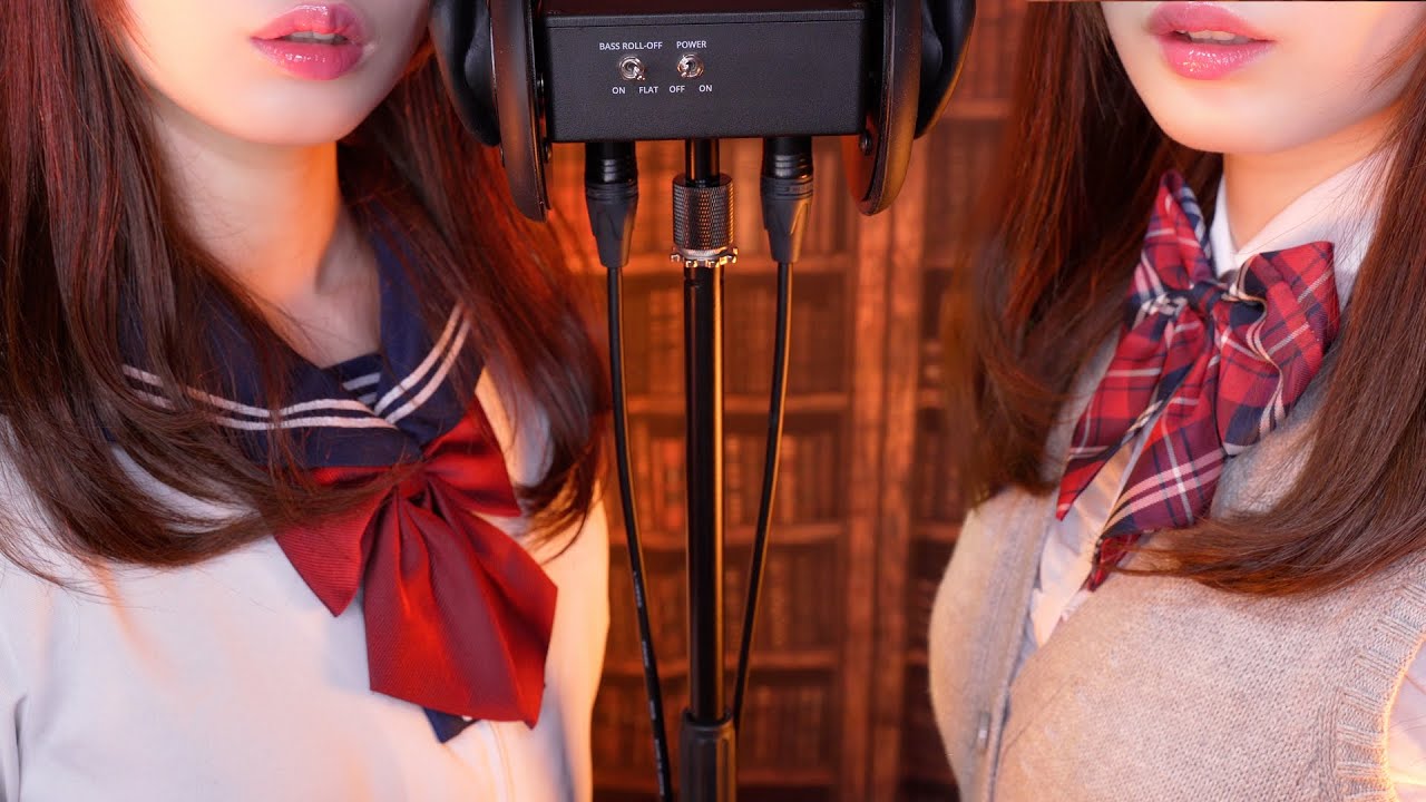 ASMR Twin Inaudible Whispers in the Library After School - YouTube
