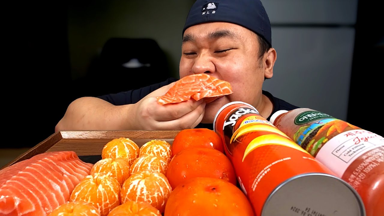 한가지 색 음식만 먹기 여러가지 주황색 음식 먹방 / One Color Food Challenge 5 Orange