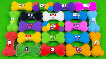 Numberblocks - Looking Clay With Alphablocks Bones Coloring! Satisfying Slime Video