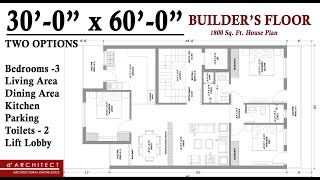 30x60 Feet ka Builder floor plan || East Facing 3BHK Floor Plan in 1800 sqft Area