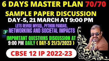 HOW TO SCORE 70/70 IN CLASS 12 IP IN CBSE 2023 | STREAMING DAY-5 21/3 9:00 PM | SIX DAYS MASTER PLAN