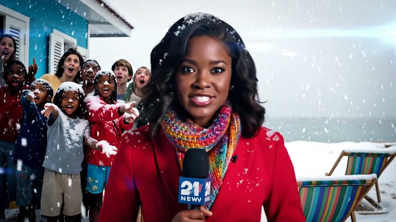 AI GENERATED VIDEO SNOW IN THE CARIBBEAN ISLANDS