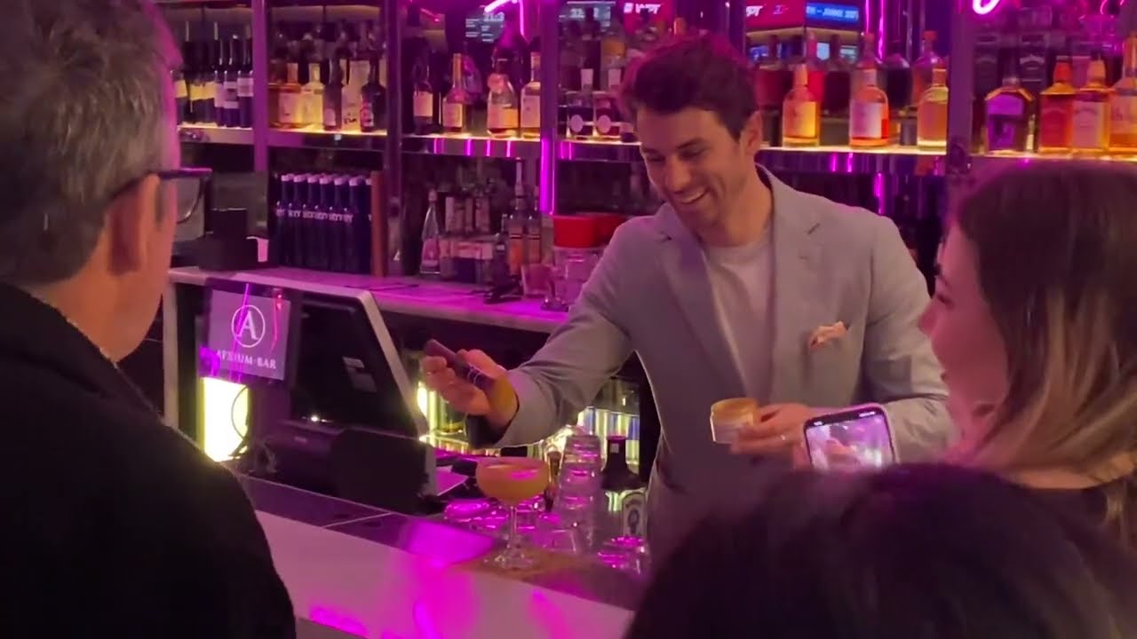 Matty J dusts to a cocktail glass
