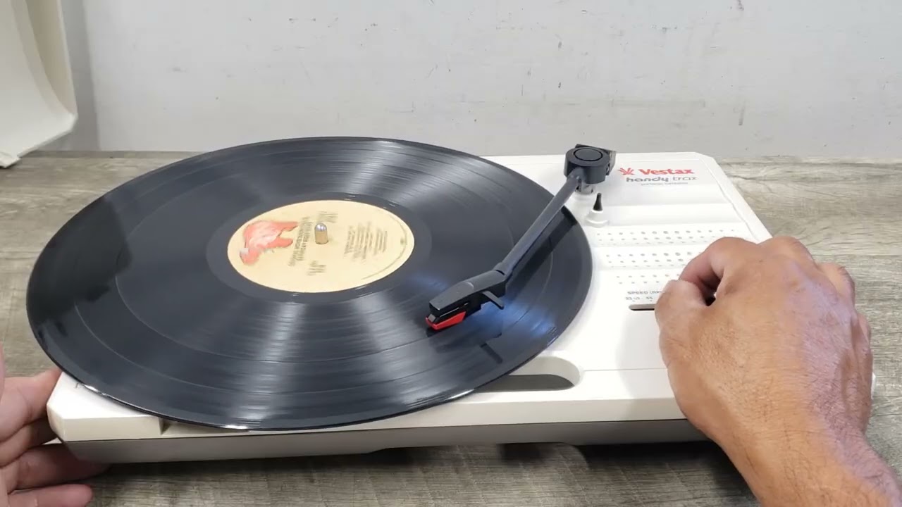 White Vestax Handy Trax Portable Turntable Vinyl Record Player