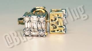 Baguette And Round Diamond Square Studs