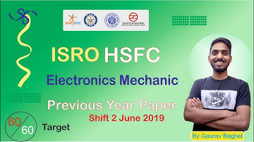 Technician B| Electronics | HSFC | ISRO | Previous Year Paper | 2 June 19  | Class 5 | @Free Study